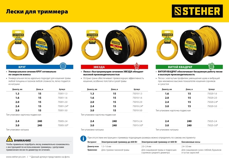 STEHER ЗВЕЗДА, 2.4 мм, 240 м, леска для триммера (75015-2.4)